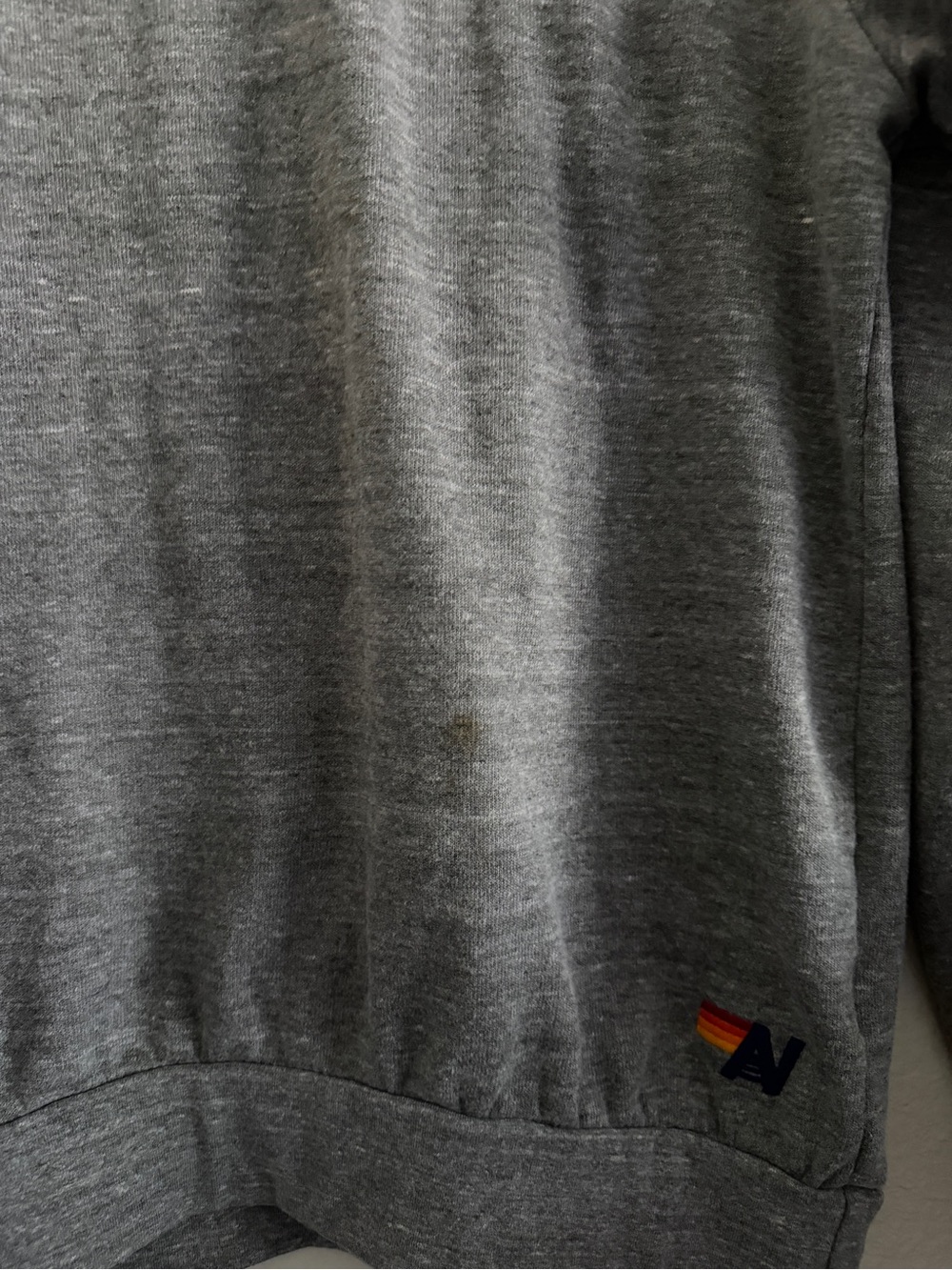 Aviator Nation Heart Stitch Relaxed Crew Sweatshirt Gray Red Heart - Picture 3 of 6